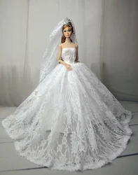 Handmade BABI Doll Clothes Dress Gown+Crown with veil for 11.5 inch doll body 1/6