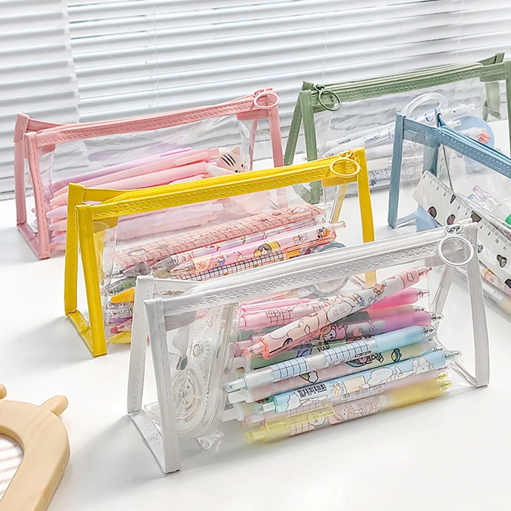 

2Pcs PVC Bag Pencil School Office ganizer Stationery Bag Stationery Case Student Gift Storage Case