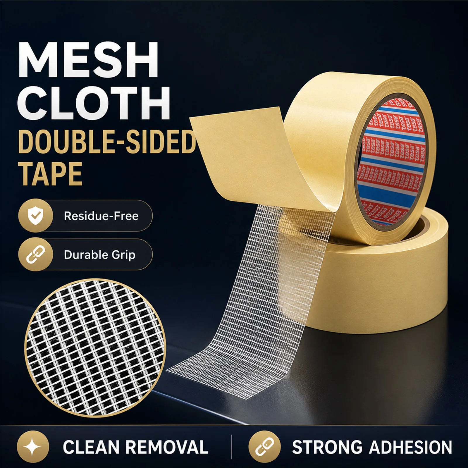 Tesa Heavy Duty Double Sided Fabric Tape Multifunctional High Stickiness 2 Sided Tape for Carpet Adhesive Strong Bonding