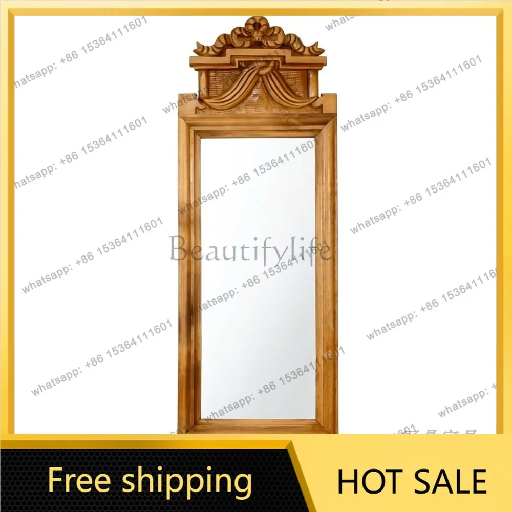 YJ French Retro Custom Wall Mount Mirror Mid‑Century Vanity Unit For Bathroom Dressing Table Entryway Home Art Decor