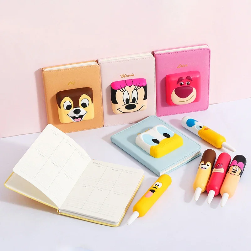 Disney Notebook Pen Stationery Set Mickey Mouse Minne Lotso Decompression Daily Weekly Planner Agenda Notepad School Supplies