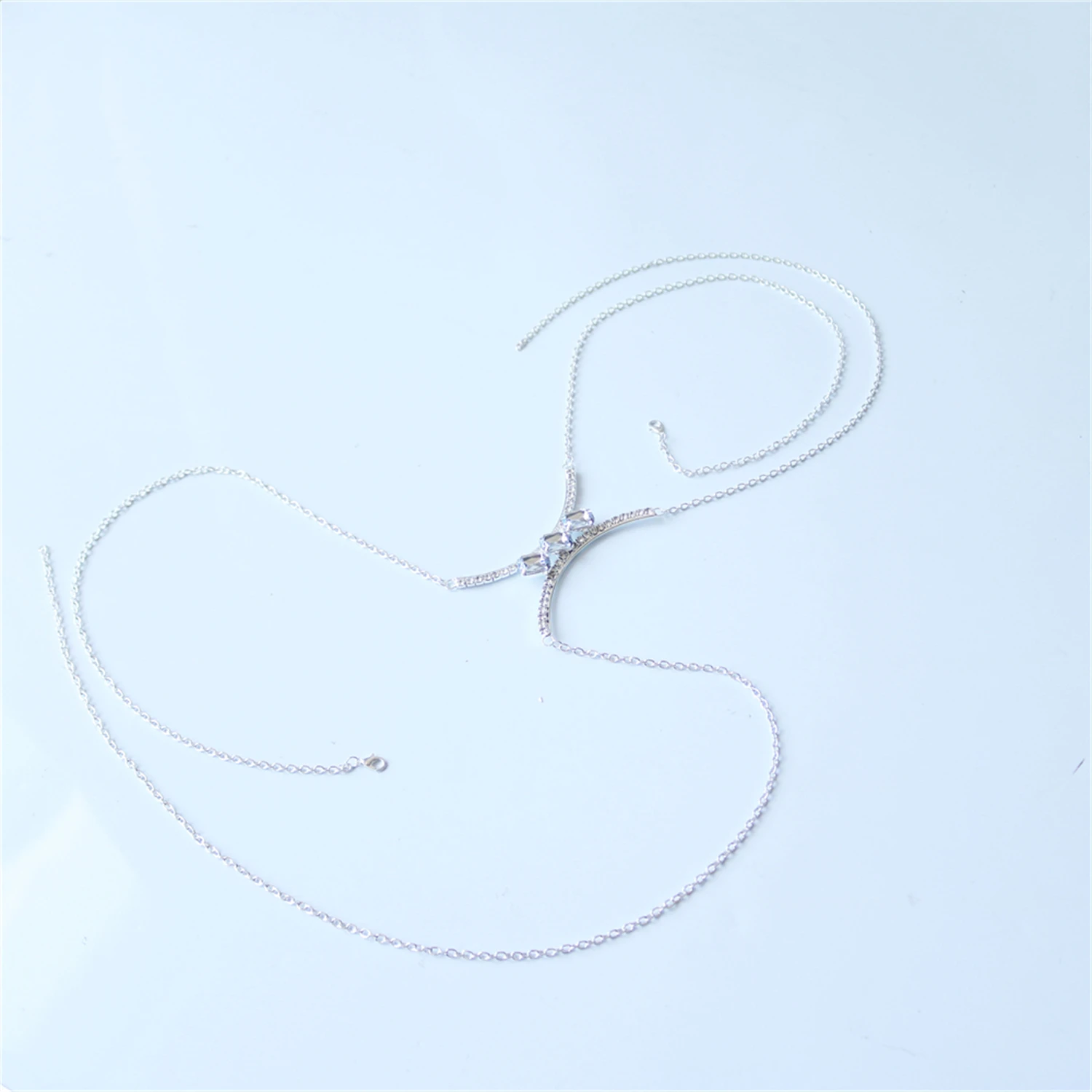 Fashion Square Chest Support Bra Rhinestone Chest Chain Bikini Festival Dress Simple Body Jewelry Women's Gift