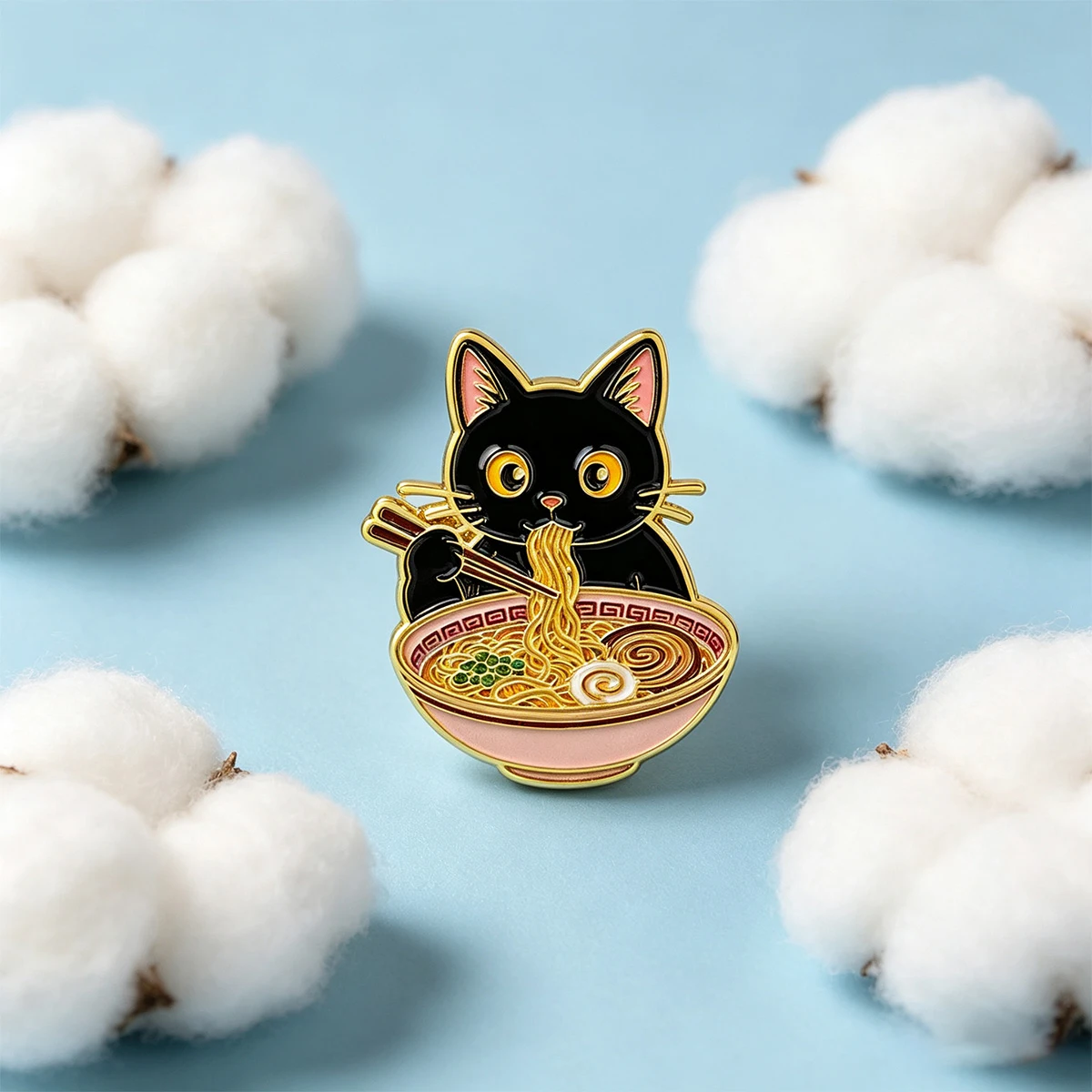9 Stück Niedliche Schwarze Katze, die Nudeln isst, Emaille-Brosche, Anstecknadel für Kleidung, Tasche, Hut, Dekoration, Sammlerstück, Geschenk, Trendiges Accessoire – Detail 5