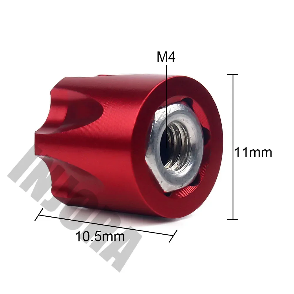 INJORA – 4 pièces de jante de roue en Aluminium, capuchon central M4 écrou pour 1/10 RC Crawler TRX4 TRX6 SCX10 90046 Redcat Gen8 Tamiya MST CFX