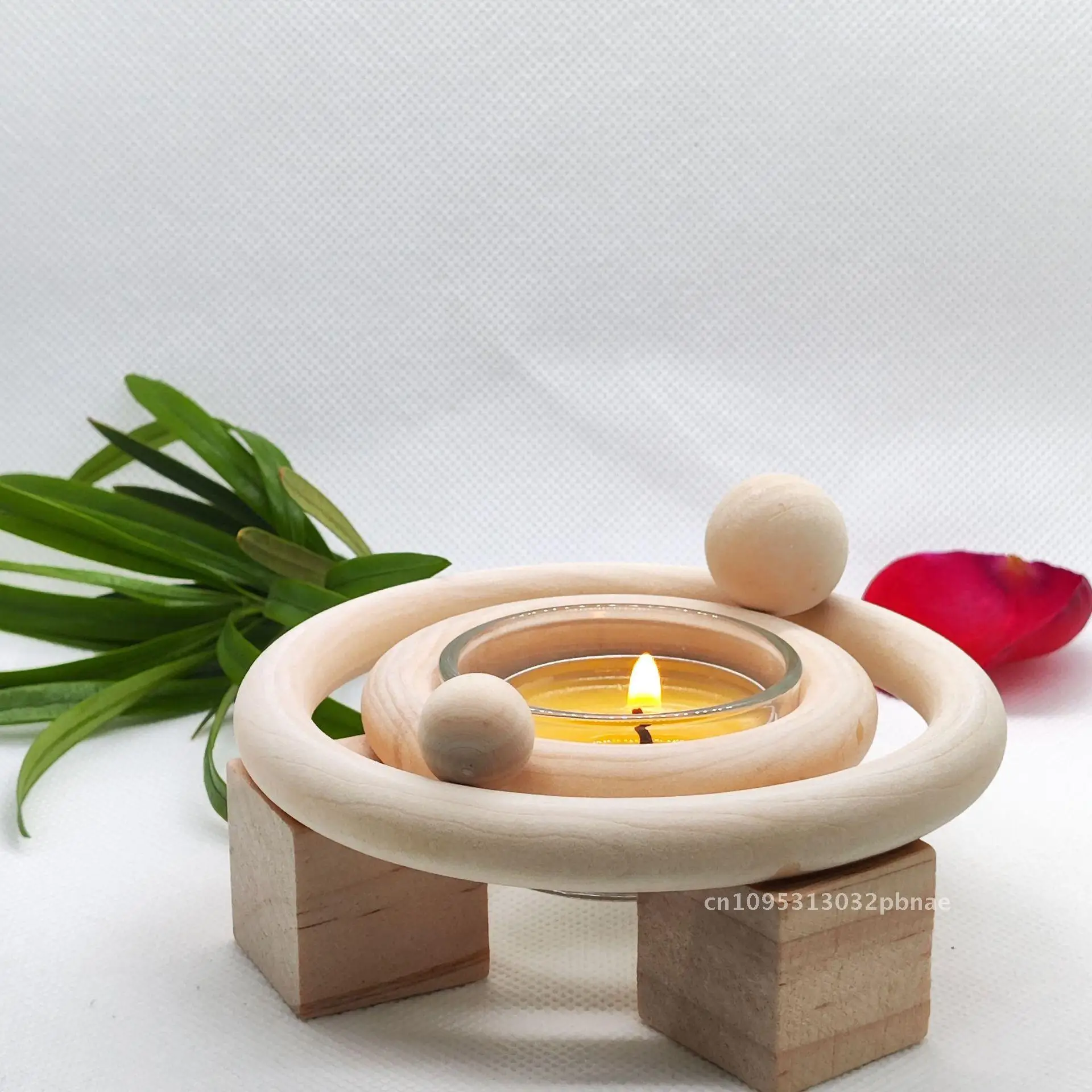 

Solar System Theme Wooden Candlestick Orbiting a Celestial Body Moving Around the Sun Candlestick