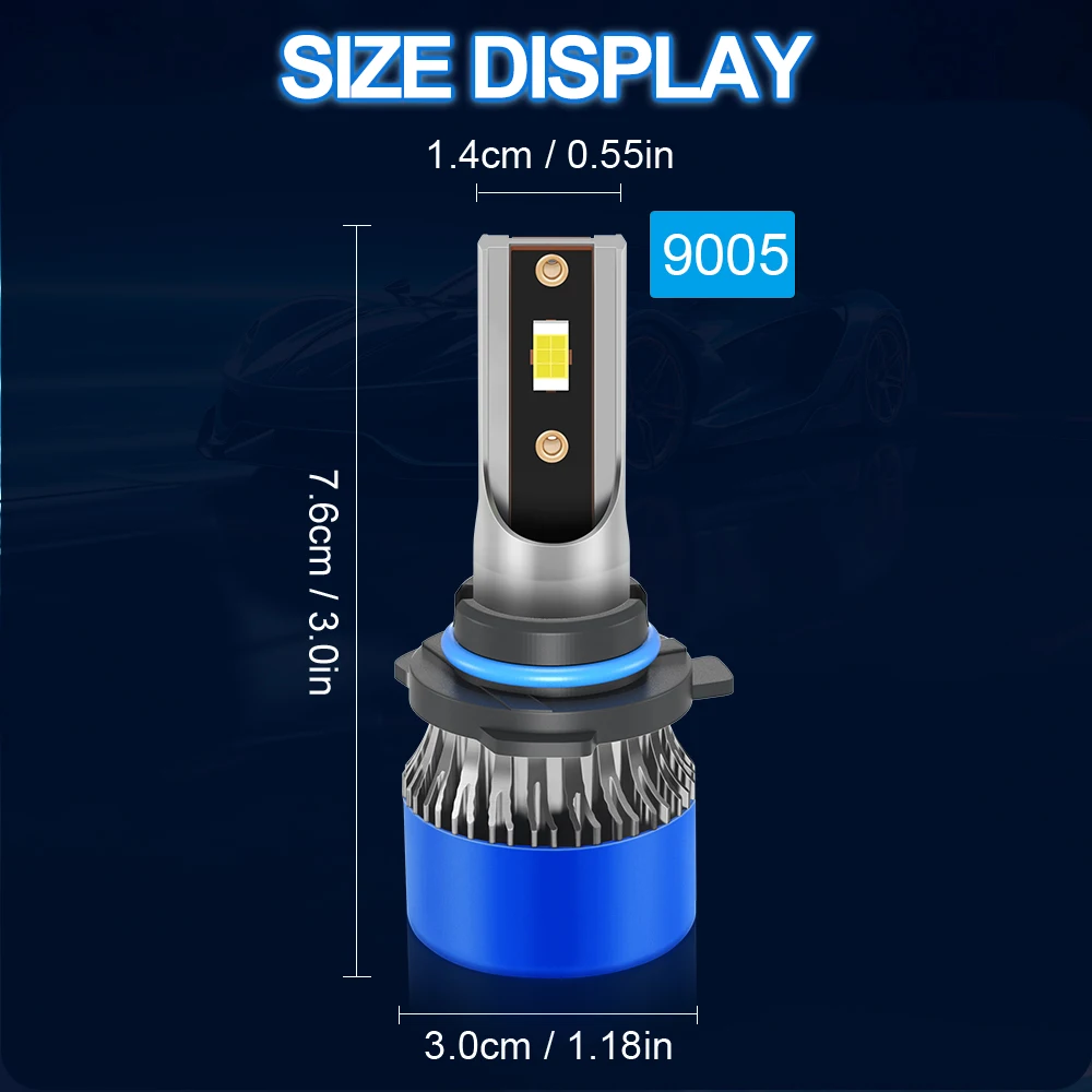 50000LM LED Car Headlight Bulbs H11 9005 Hi/Lo Beam Combo With Internal Drive IP68 Waterproof High-Intensity Auto Lighting
