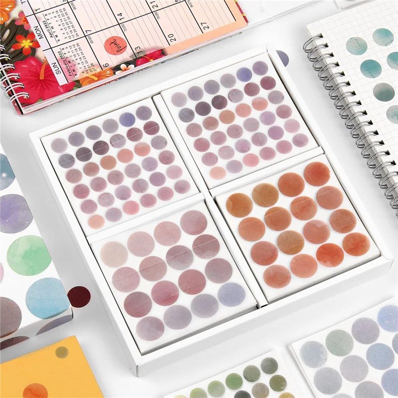 ABTS-100 Sheet Washi Dots Stickers Scrapbook Stickers Colorful Decorative Adhesive Sticker Decoration Labels