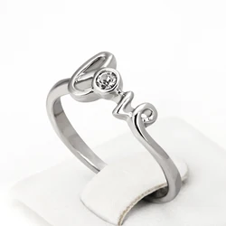 Crystal Love Ring For Women Top Quality Concise Silver Color Austrian Crystals Full Sizes Letter Rings Fashion Jewelry ZYR193