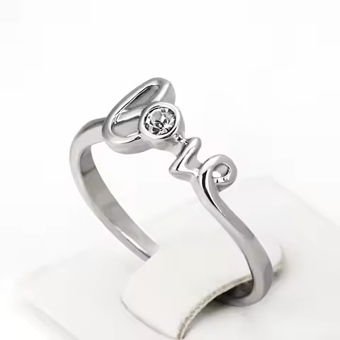 Crystal Love Ring For Women Top Quality Concise Silver Color Austrian Crystals Full Sizes Letter Rings Fashion Jewelry ZYR193