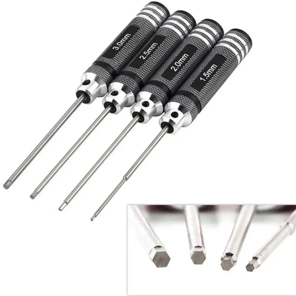 Top Quality Titanium Nitride TiNi Hex Driver Wrench Screwdriver 1/4 Piece Set 1.5mm/2mm/2.5mm/3.0mm For RC Helicopter