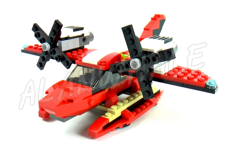 374 Stück Creator 3in1 Roaring Power Roter Sportwagen Twin-Propeller Wasserflugzeug 3116 Bausteinset Kompatibel mit Modell