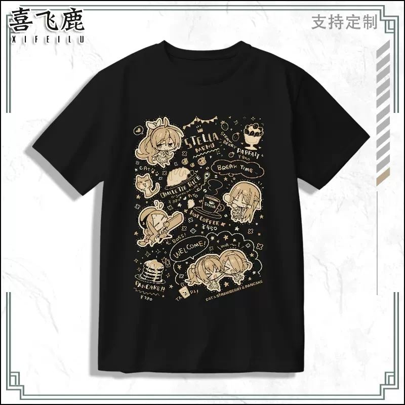 Anime Cafe Stella and the Reapers' Butterflies Akizuki Kanna T-shirt Short Sleeve Cosplay Costume Student Casual Loose Tee