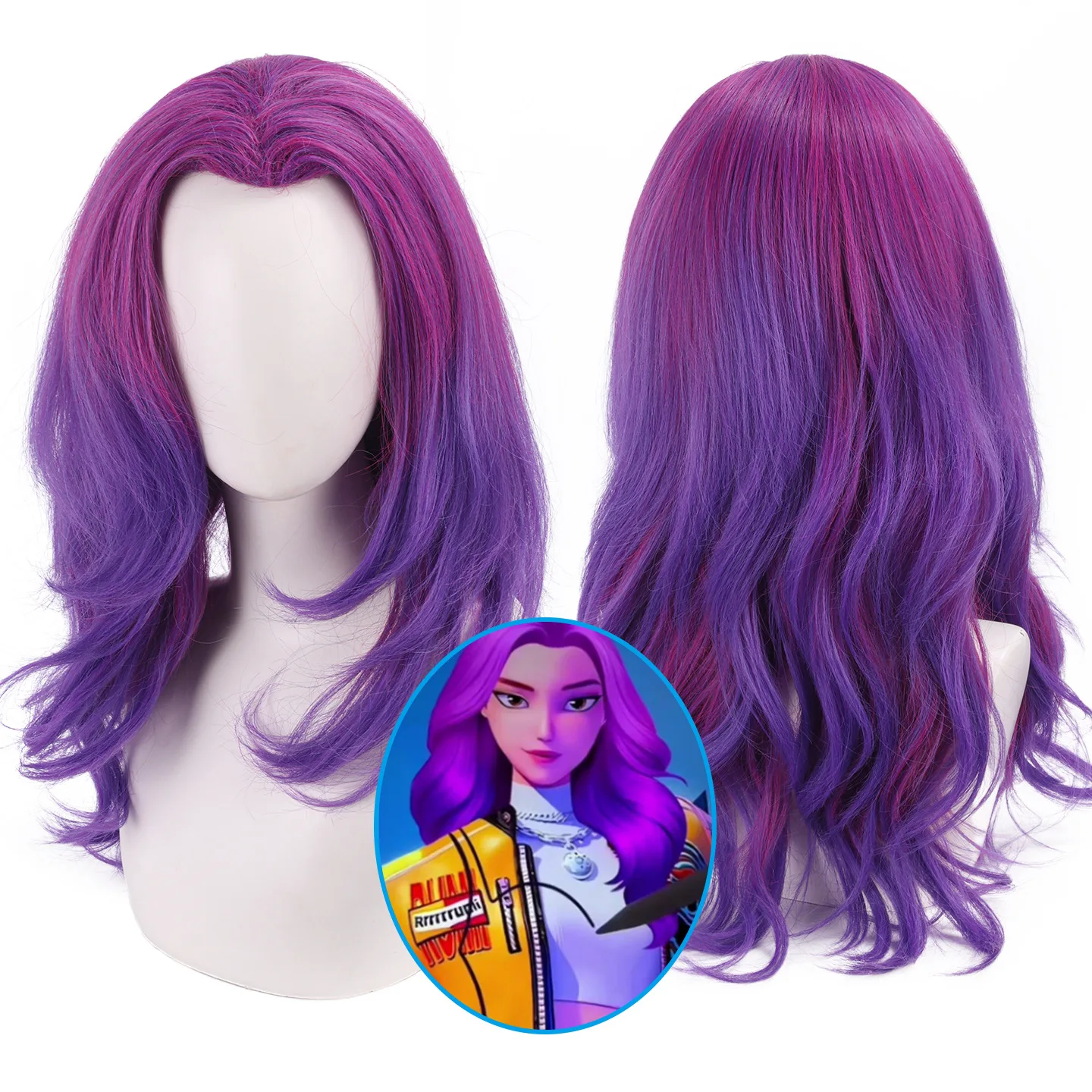

Синтетический длинный фиолетовый парик для косплея 60 см с топом волка-корня богомола для фантазийной вечеринки, костюм в стиле KPO-P