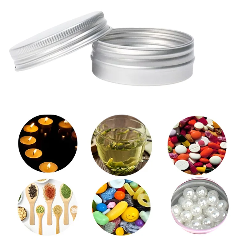 100pcs 30ml Aluminum Tin Jars Diy Candle Aromatherapy Storage Container Cosmetic Face Cream Lip Balm Tea Jewlery Spice Nail Jar