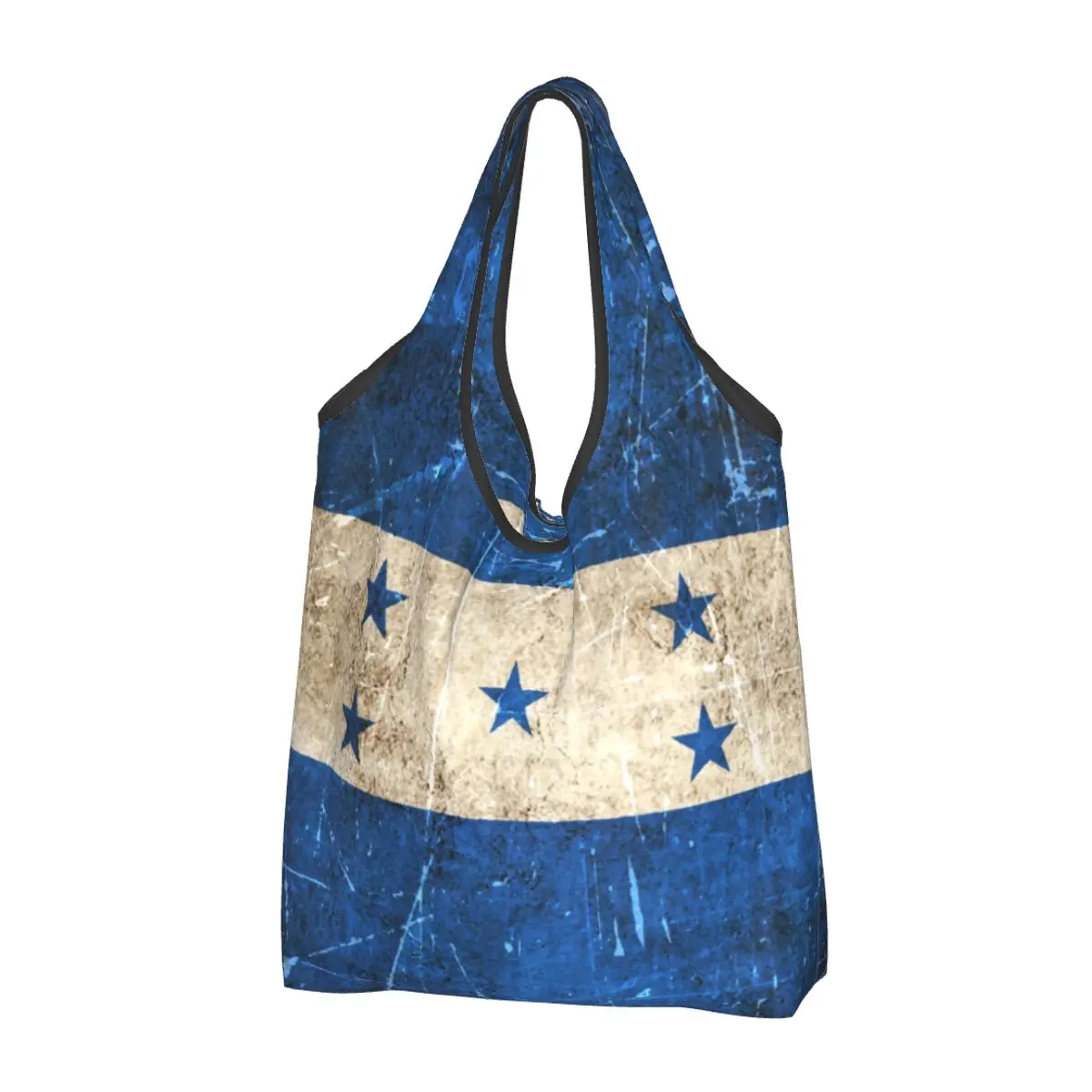 Custom Vintage And Scratched Honduras Flag Grocery Shopping Bags Shopper Shoulder Tote Bags Big Portable Proud Patriotic Handbag