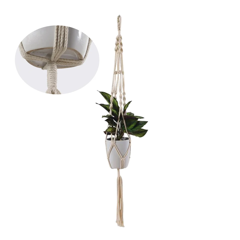 

2 Pcs Plant Hanging Basket Net Bag Flowerpot Cotton Rope Pots for Plants Manual