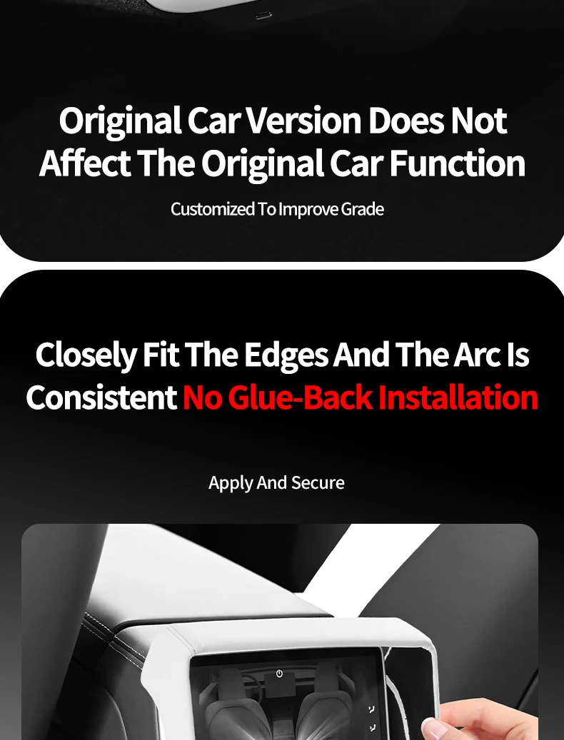 Für Tesla Model 3 Highland & Model Y Juniper Hintere Lüftungsabdeckung & Leder-Mittelkonsolen-Armlehnenbox-Schutz Auto-Zubehör – Detail 9