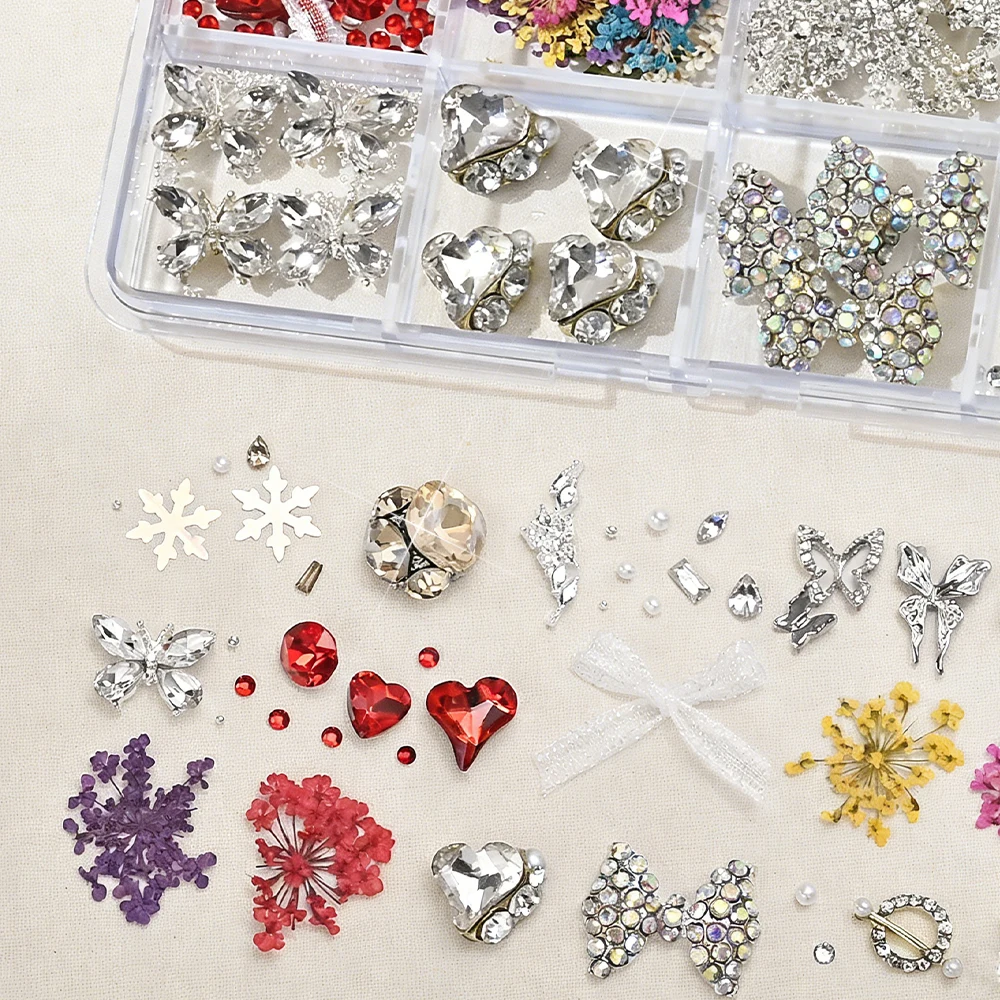 

Набор из 12 сеток с разнообразными роскошными украшениями для ногтей: 3D серебряные бабочки, бантики и стразы для свадебного маникюра и DIY-дизайна ногтей # @