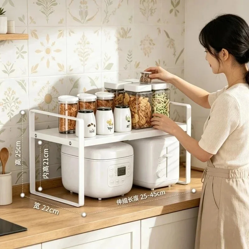 Expandable Multi‑Layer Kitchen Cabinet Organizer Rack, Space Saving Storage Holder for Spices Dishes Plates