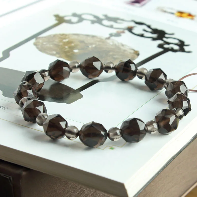 

Natural ice obsidian bracelet with shape cut crystal bracelet wholesale 8mm10mm round bead bracelet