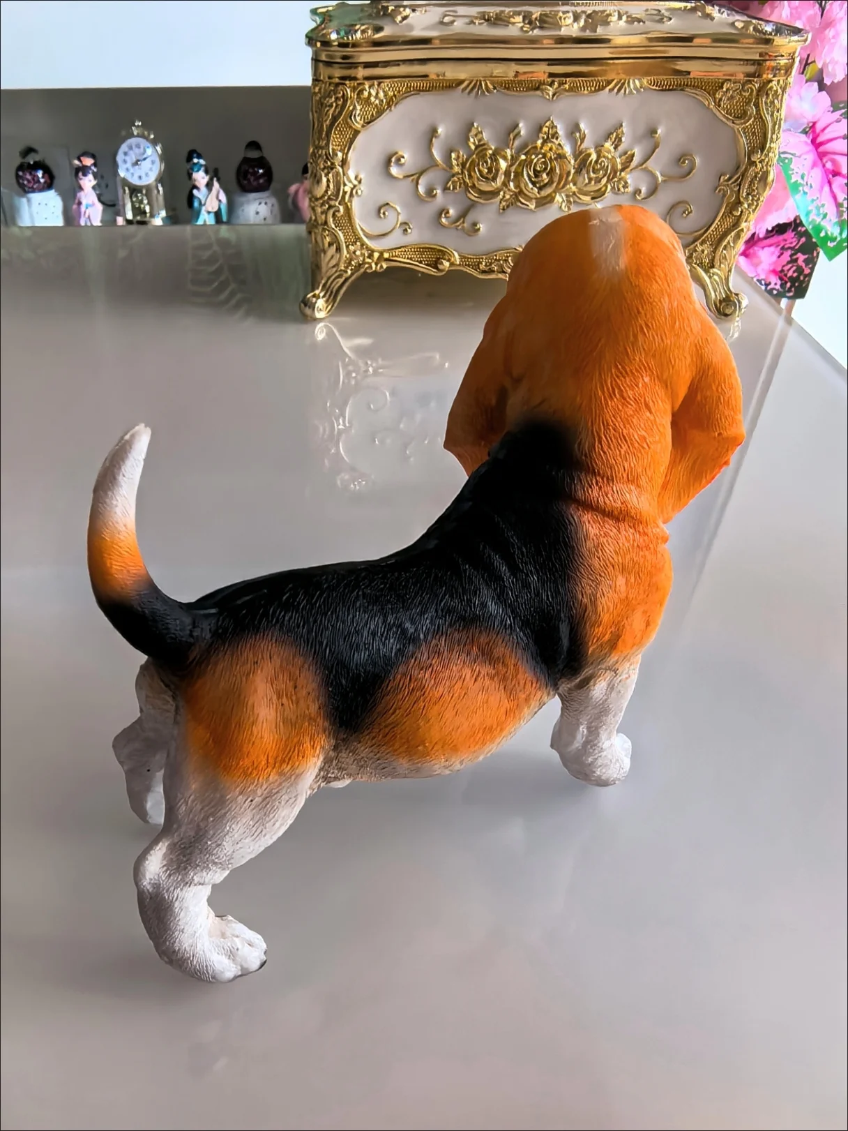 resin animal simulation Basset Hound dog model decoration living room desktop sculpture home decoration y782