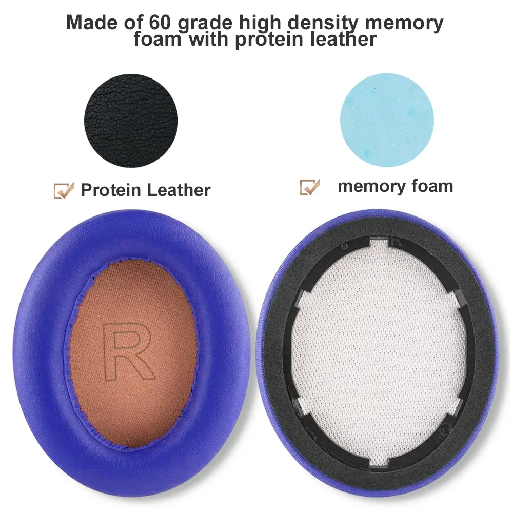 Almofadas para fones de ouvido, para anker soundcore life q10, sem fio, bluetooth, couro proteico, espuma de memória, substituição de almofadas