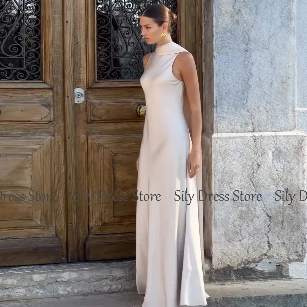 Saudi Arabian Dresses for Special Occasions Satin Mermaid Evening Dress White O-Neck Trumpet Formal Dresses with Shawl image 4