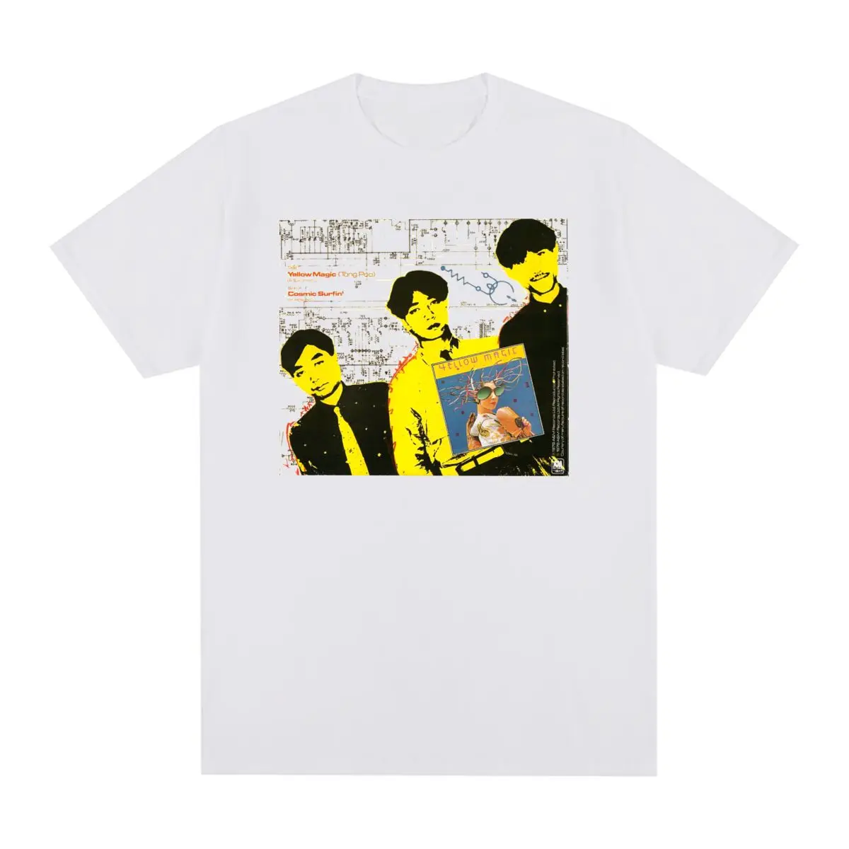 YMO Yellow Magic Orchestra Vintage T-shirt Japan Electronic Music Streetwear Cotton Men T shirt New Tee Tshirt Womens Tops