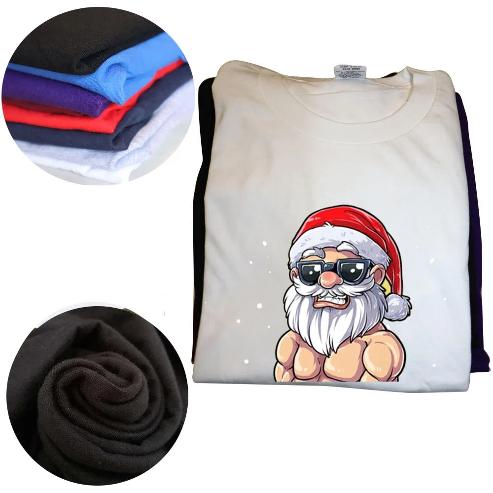 Fitness-Weihnachtsgeschenk, süßer Weihnachtsmann, Vintage-T-Shirts, kurzärmelig, Deadlift-Gym-Weihnachts-T-Shirts, Rundhalsausschnitt, Kleidung, lustiges Geschenk – Detail 3