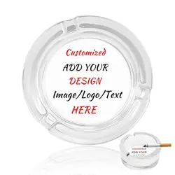 Custom Glass Ashtray, Add Your Photo Logo Text Glass Ash Tray Personalized Home Ashtray for Office Restaurants Indoor/Outdoor