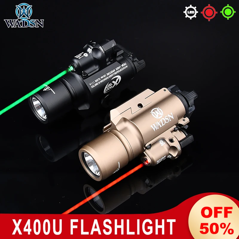 

Airsoft X400U Tactical Flashlight Red Green Laser Scout Light WADSN X400 Ultra Led Handgun Flashlight Hunting Weapon Light