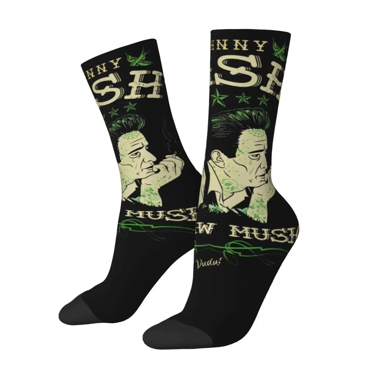 Johnny Cash Outlaw Music Merch Socks Non-slip Graphic Crew Socks Soft for Men's Gifts