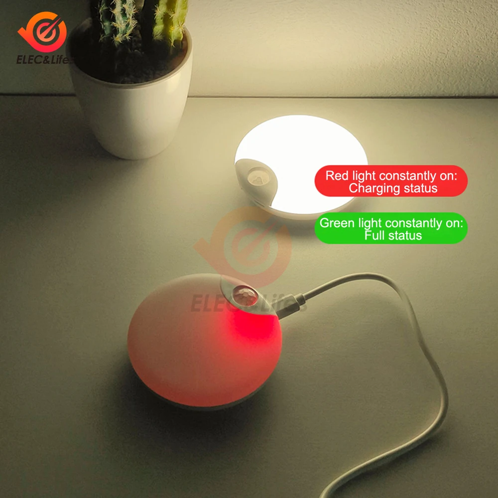 Led inteligente sensor de corpo humano lâmpada noturna iluminação automática de emergência carregamento usb sem fio sucção magnética uso luz noturna