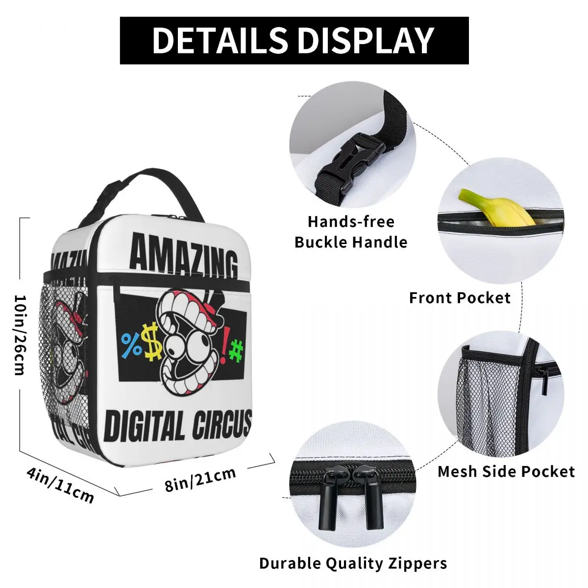 The Amazing Digital Circus Insulated Lunch Bag for Kids School Cooler Thermal Food Box Tote Portable Lunch Boxes Container