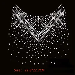 2pc/lot Rhinestone Neckline Sticker Iron on Applique Patches Hot Fix Motif Design Transfer for Sweater Fashion Accessory