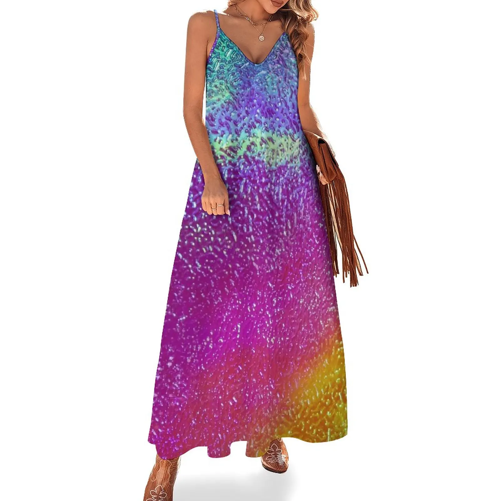 Schillerndes Regenbogen ärmelloses Kleid Damen Sommerkleider Cocktail kleider Kleidung für Frau Sommerkleid Frau 2024 trendy