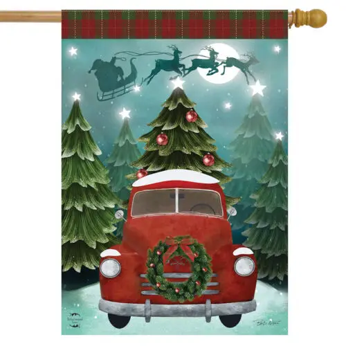 

Праздничный флаг в виде домика грузовика на Рождество, 28x40 дюймов, Briarwood Lane