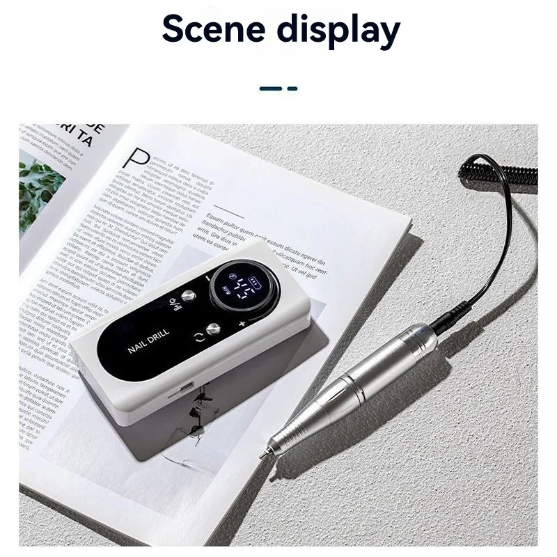 B47B-Gel-taladro eléctrico Compatible con esmalte de uñas, 45000RPM, con pantalla LCD, lima de uñas recargable, accesorios para uñas