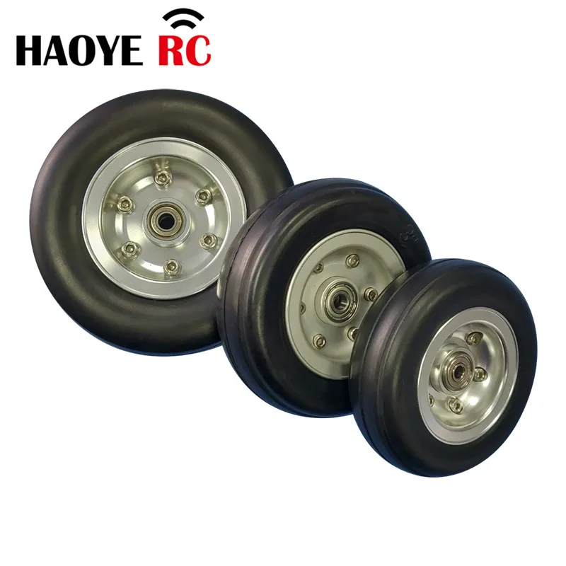 Haoye 1 Pc Landing Gear Wheels Rubber Tires Tyre Aluminum Hub Rubber Wheel With Bearing For RC Airplane Replacement Accessory