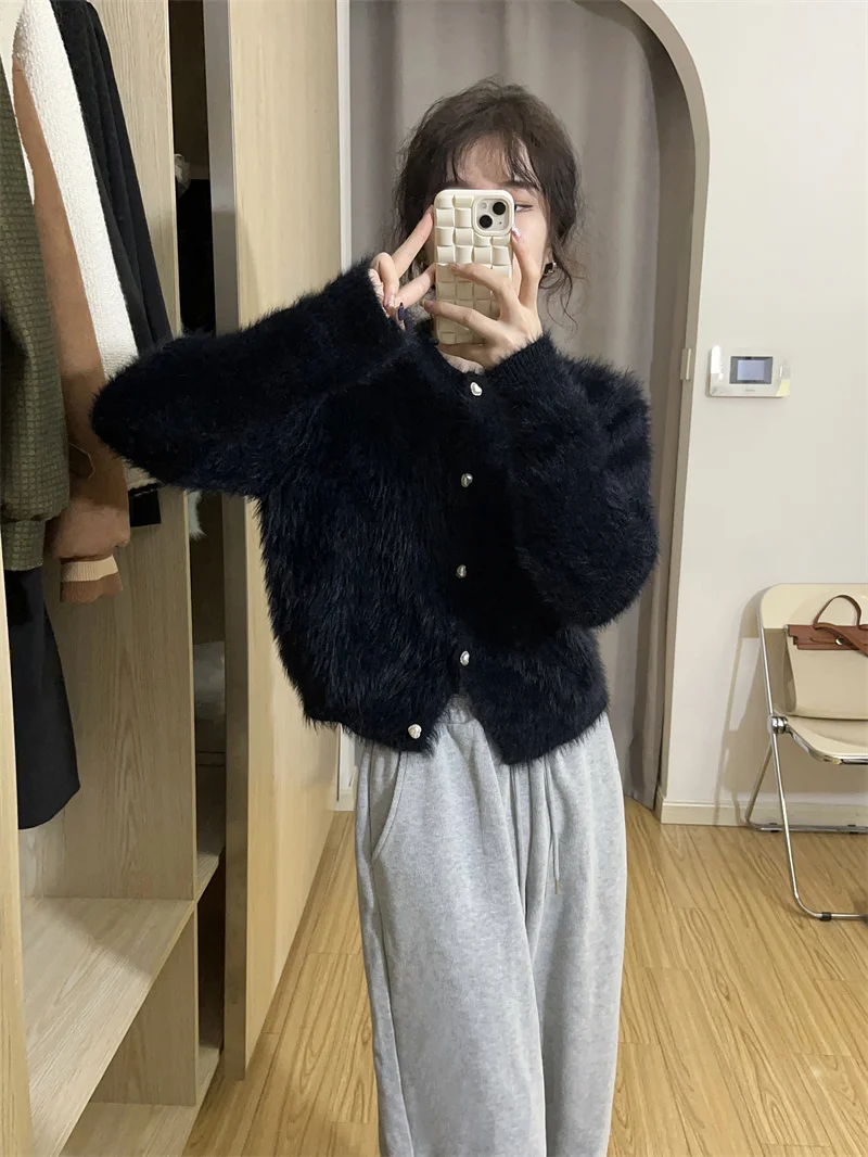 

Bla Versatile ort Knitted Sweater Cardigan Women's Loose Slimming Autumn Winter Faion Commute Sle Button up Warmth