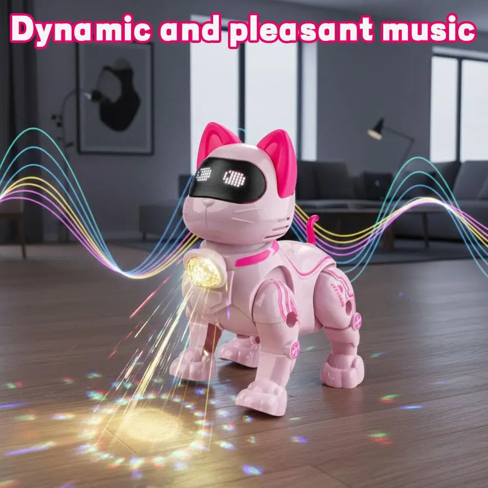 Electric Walking Singing Robotic Cat Toy Interactive Electronic Pet for Kids Educational Music Kitten Gift （Without Battery）