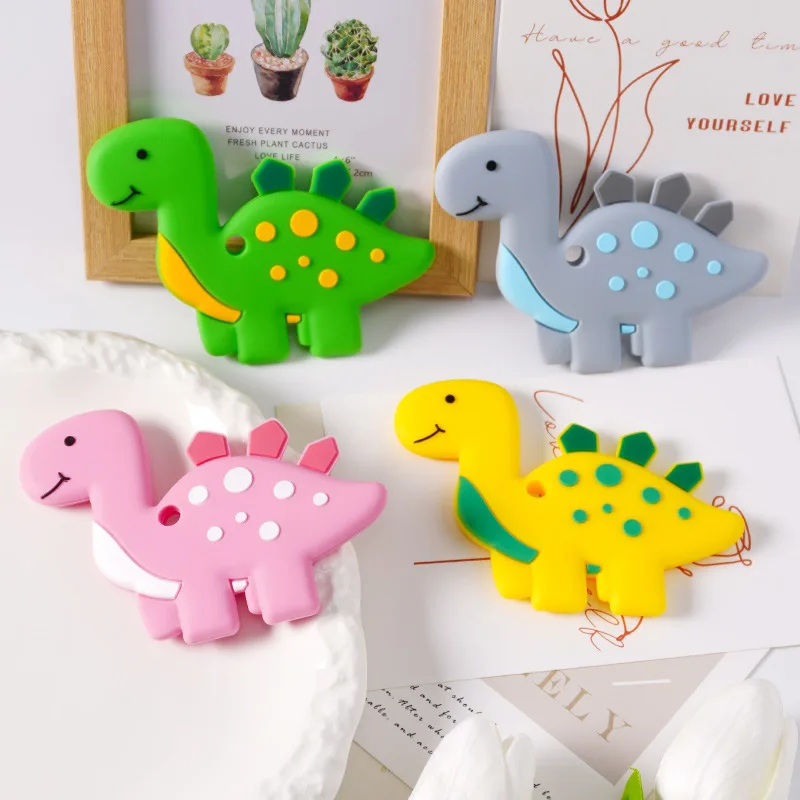 2/5PCS Silicone Beads BPA Free Baby Teether Animal Newborn Teething Toy DIY Pacifier Chain Necklace Accessories