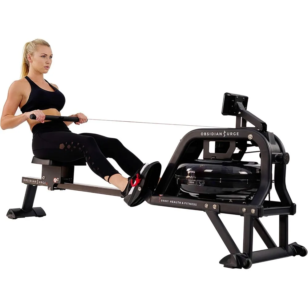 Water Rowing Machine with Intense Dynamic Real-Time Resistance, 300 LB Capacity Water Rower Machine with Optional Free