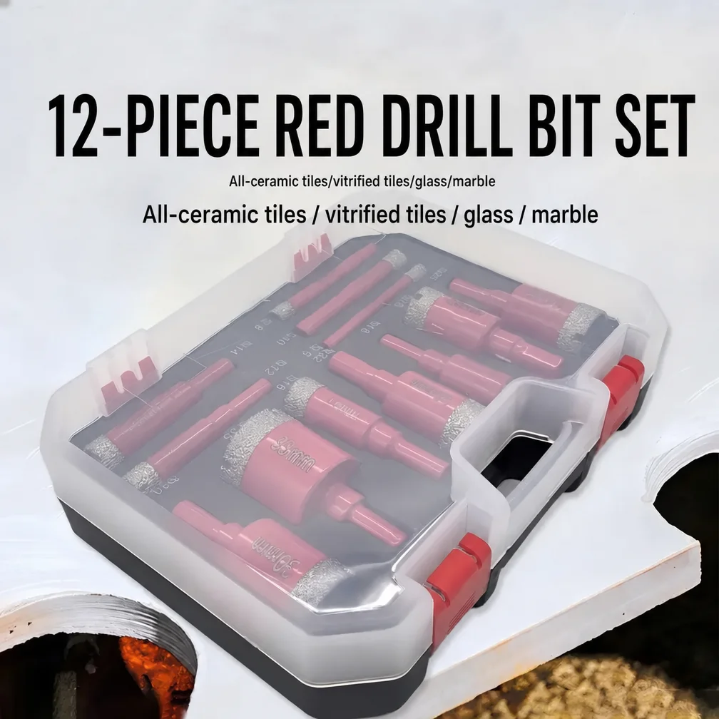 12Pcs Diamond Drill Bit Set 6-35mm Hole Saw Kit for Tile Glass Marble Granite Stone Ceramic Drywall Drilling Hand Tools