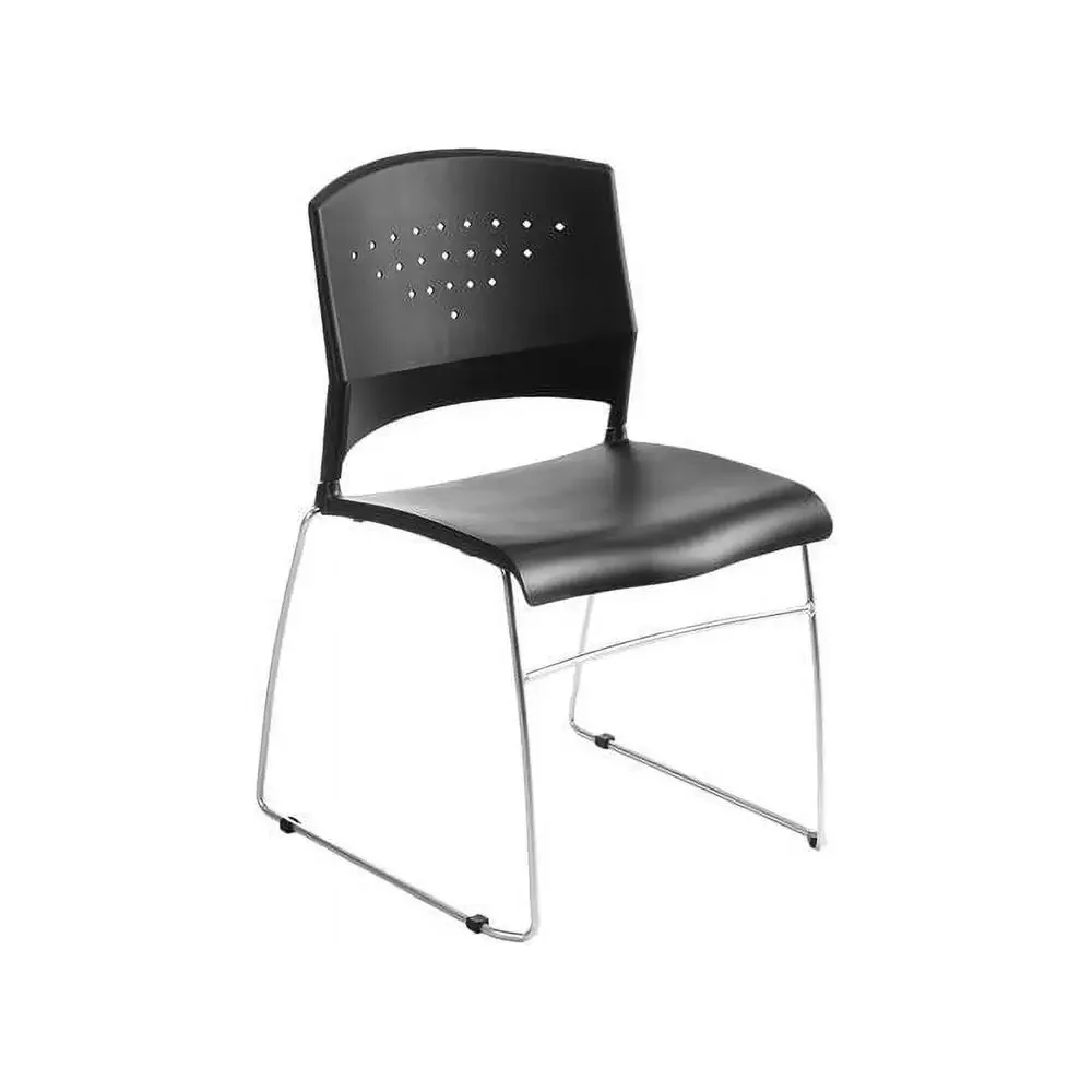 Black Stack Chair with Superior Durability and Lumbar Support Boss B1400-BK-1