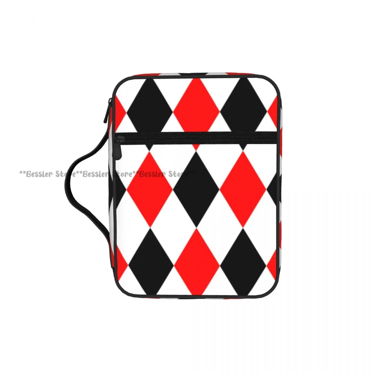 

Prayer Book Storage Handbag Protective Bible Cover Red Black And White Rhombuses Pattern Church Prayer Bag Zipper Book Case