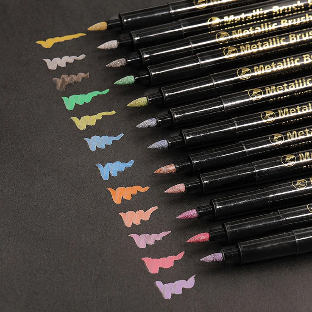 For Guangna GN550 Metallic Paint Markers Artist Drawing Pens Set Shimmering Ink Tools For Hand Lettering Scrapbooking