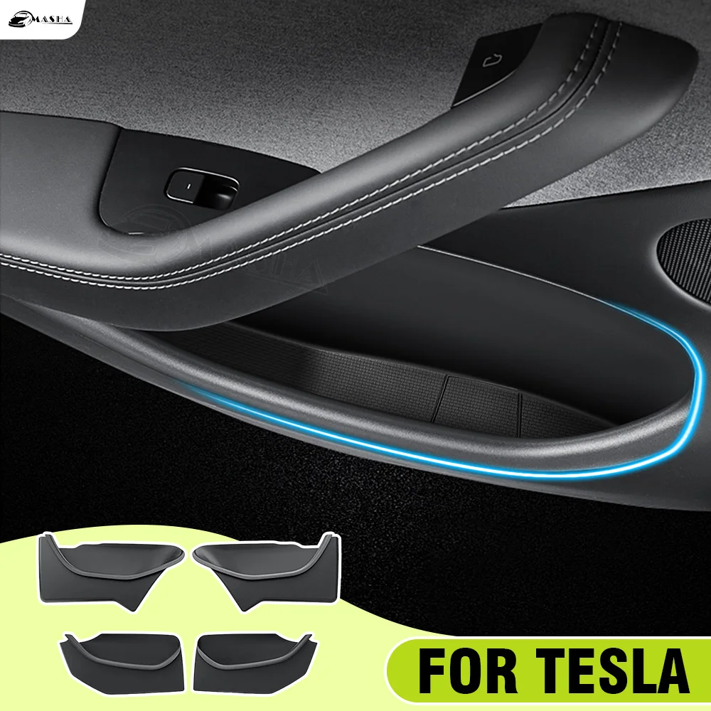 

Ящик для хранения боковых дверей для Tesla Model Y Juniper, аксессуары 2025 2026, вкладыши для дверных карманов, боковой органайзер из ТПЭ, защитный чехол для лотка