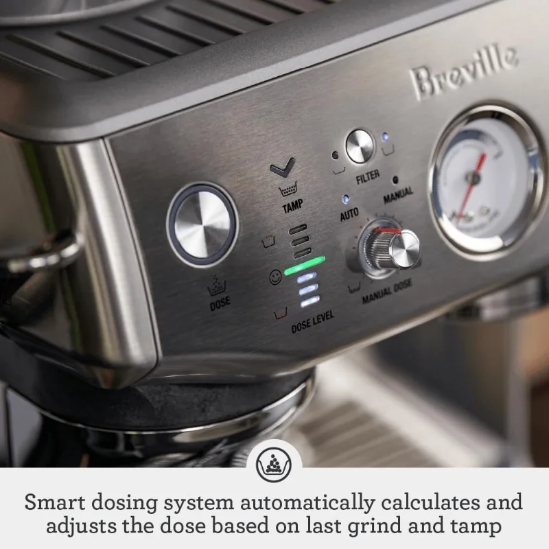 Breville the Barista Express Impress Máquina de café expreso Molinillo, Máquina de capuchino y café con leche para el hogar, BES876BST/BTR/BSS/DBL