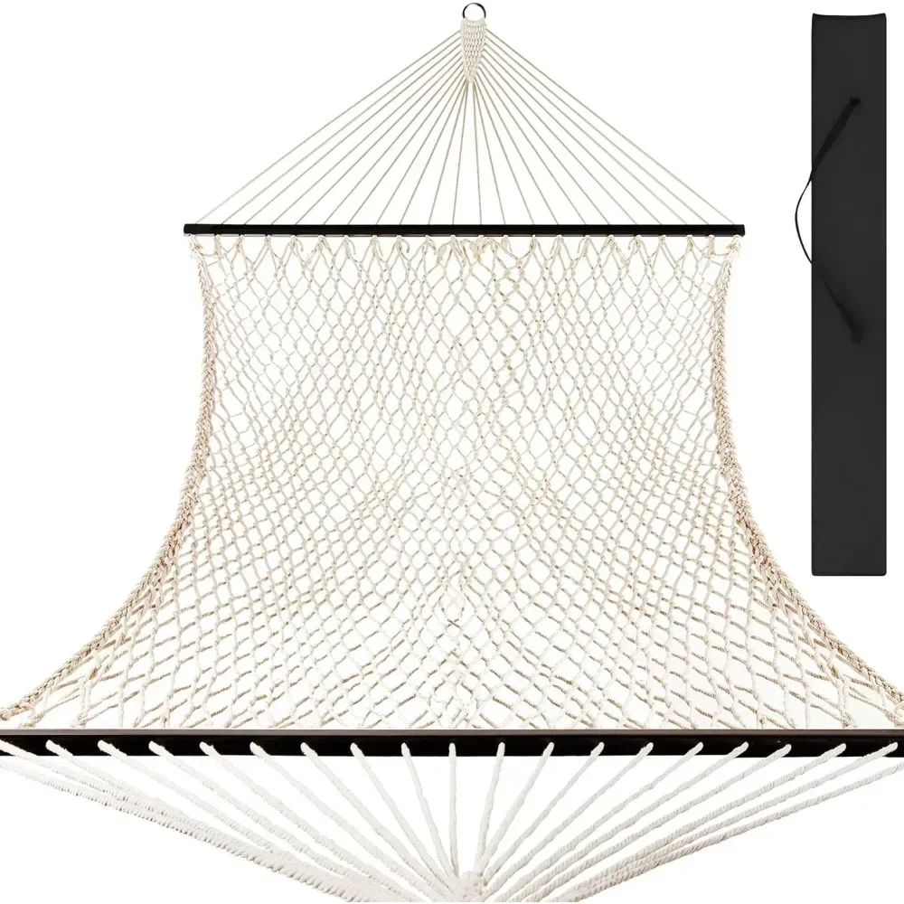

#For 2-Person Double Hammock, Outdoor Woven Cotton Rope Hammocks for Backyard, Patio w/Spreader Bars&